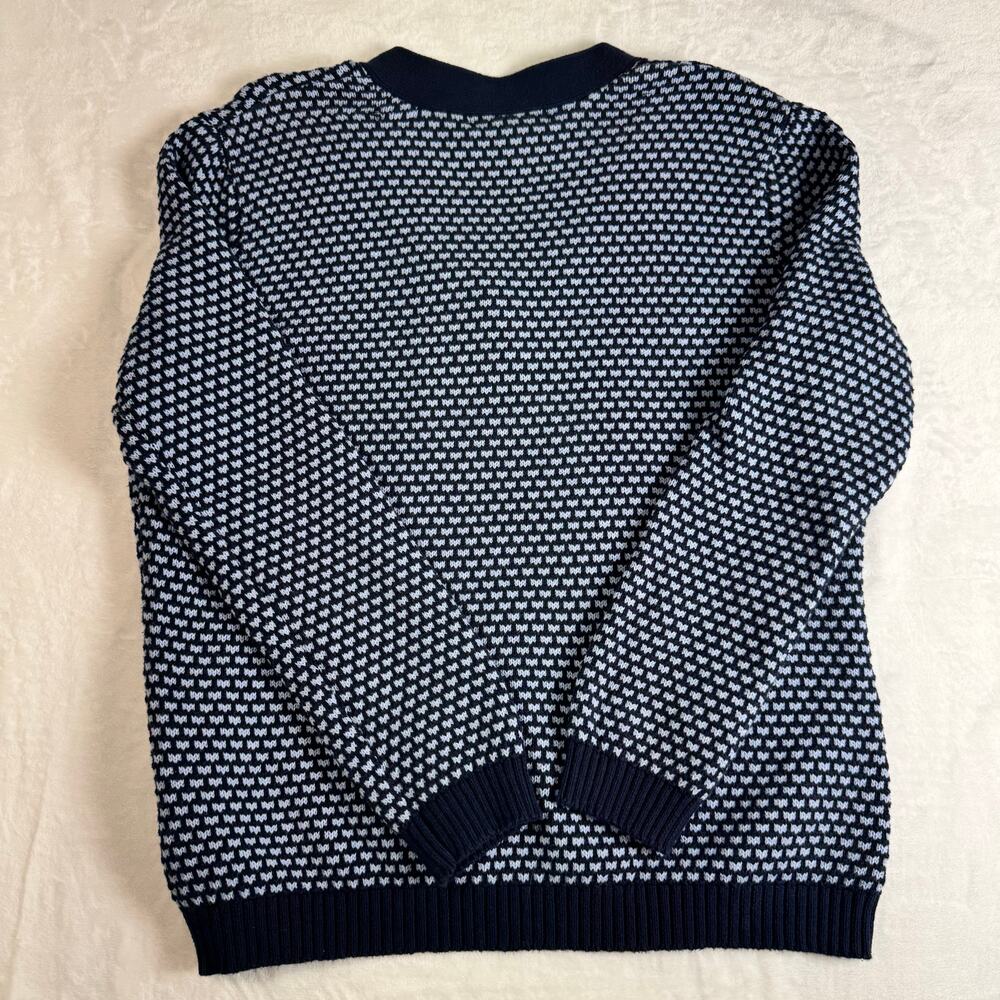 Madison Grey Navy Patterned Knit Sweater Henley Cotton Pullover women’s XL - Picture 6 of 8